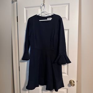 Navy Eliza J Flounce Sleeve A-Line Dress